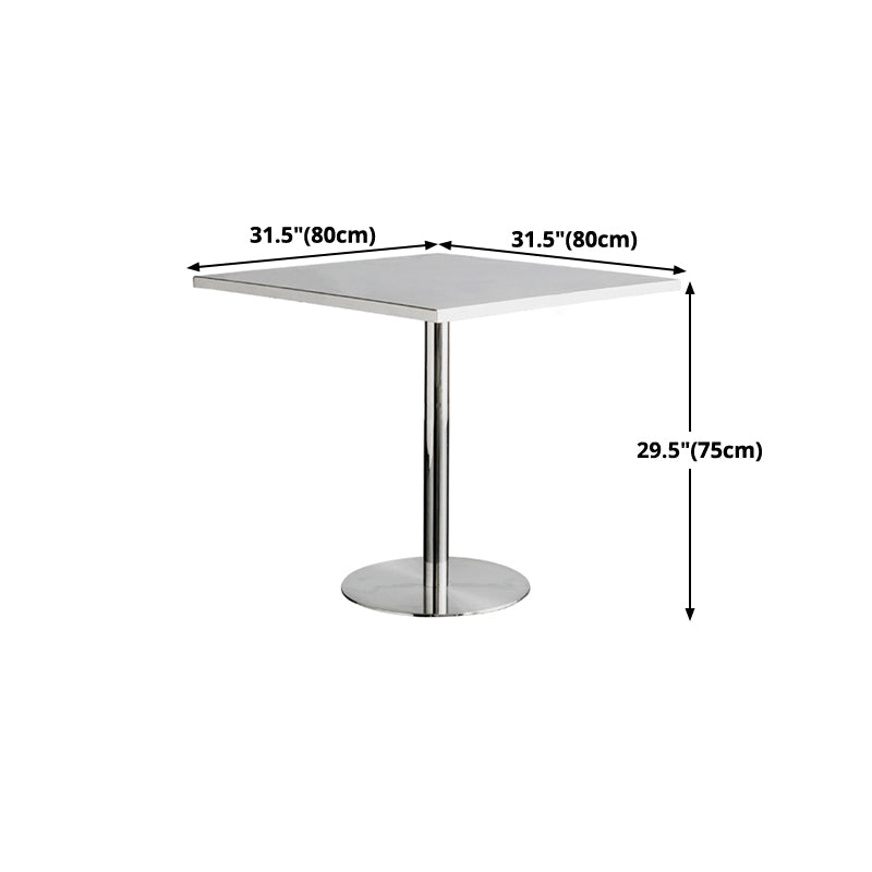 Metal Contemporary Sliver Dining Table Stainless Steel Dining Table with Pedestal Base Clearhalo ' dining_table' 'Dining Tables & Seating' 'Dining Tables' 'furn' 'furn_dining_table' 'Furniture' 'furniture_dining_table' 'Kitchen & Dining Furniture' 'kitchen&dining_furn' 'kitchen' 'kitchen_dining_table' 4381220