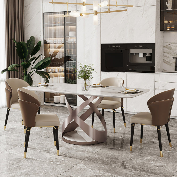 Traditional Luxury Dining Table Rectangle Sintered Stone Table for Living Room White 55.1"L x 31.5"W x 29.5"H Without Chairs Clearhalo ' dining_table' 'Dining Tables & Seating' 'Dining Tables' 'furn' 'furn_dining_table' 'Furniture' 'furniture_dining_table' 'Kitchen & Dining Furniture' 'kitchen&dining_furn' 'kitchen' 'kitchen_dining_table' 4381221