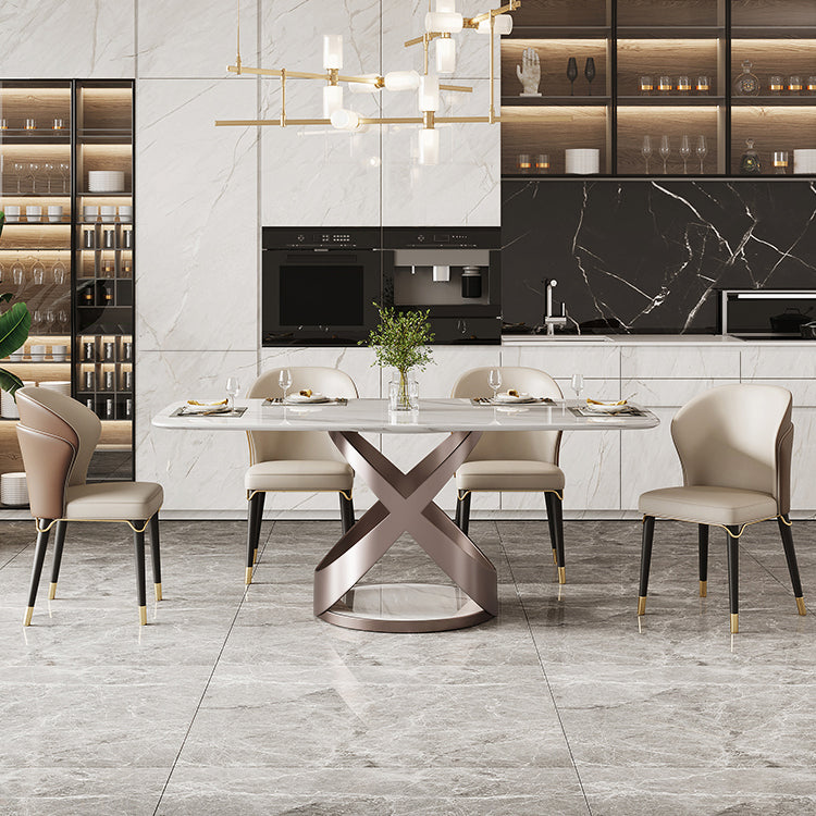 Traditional Luxury Dining Table Rectangle Sintered Stone Table for Living Room White 51.2"L x 31.5"W x 29.5"H Without Chairs Clearhalo ' dining_table' 'Dining Tables & Seating' 'Dining Tables' 'furn' 'furn_dining_table' 'Furniture' 'furniture_dining_table' 'Kitchen & Dining Furniture' 'kitchen&dining_furn' 'kitchen' 'kitchen_dining_table' 4381222