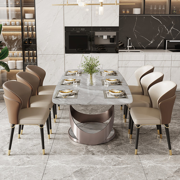 Traditional Luxury Dining Table Rectangle Sintered Stone Table for Living Room Gray Without Chairs Clearhalo ' dining_table' 'Dining Tables & Seating' 'Dining Tables' 'furn' 'furn_dining_table' 'Furniture' 'furniture_dining_table' 'Kitchen & Dining Furniture' 'kitchen&dining_furn' 'kitchen' 'kitchen_dining_table' 4381223