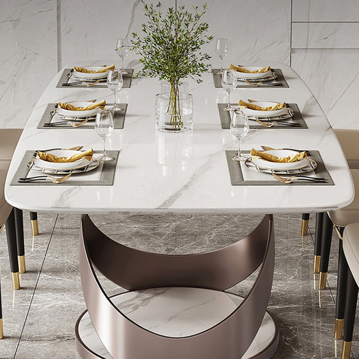 Traditional Luxury Dining Table Rectangle Sintered Stone Table for Living Room Clearhalo ' dining_table' 'Dining Tables & Seating' 'Dining Tables' 'furn' 'furn_dining_table' 'Furniture' 'furniture_dining_table' 'Kitchen & Dining Furniture' 'kitchen&dining_furn' 'kitchen' 'kitchen_dining_table' 4381226