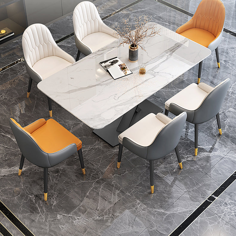 Traditional Luxury Dining Table Rectangle Sintered Stone Table with Pedestal Base Black 63"L x 35.4"W x 29.5"H Without Chairs Clearhalo ' dining_table' 'Dining Tables & Seating' 'Dining Tables' 'furn' 'furn_dining_table' 'Furniture' 'furniture_dining_table' 'Kitchen & Dining Furniture' 'kitchen&dining_furn' 'kitchen' 'kitchen_dining_table' 4381233