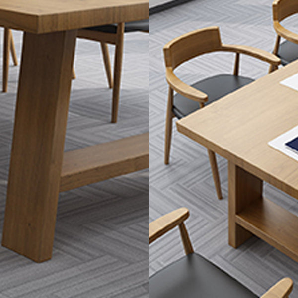 Contemporary Solid Wood Rectangular Dining Table Indoor Table with Trestle Base Clearhalo ' dining_table' 'Dining Tables & Seating' 'Dining Tables' 'furn' 'furn_dining_table' 'Furniture' 'furniture_dining_table' 'Kitchen & Dining Furniture' 'kitchen&dining_furn' 'kitchen' 'kitchen_dining_table' 4381265
