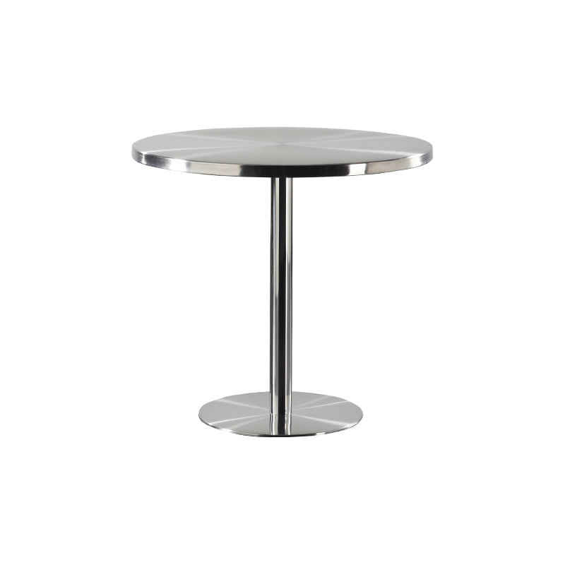 Industrial Dining Table Stainless Steel Table with Pedestal Base for Kitchen Clearhalo ' dining_table' 'Dining Tables & Seating' 'Dining Tables' 'furn' 'furn_dining_table' 'Furniture' 'furniture_dining_table' 'Kitchen & Dining Furniture' 'kitchen&dining_furn' 'kitchen' 'kitchen_dining_table' 4381278