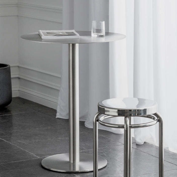 Industrial Dining Table Stainless Steel Table with Pedestal Base for Kitchen Clearhalo ' dining_table' 'Dining Tables & Seating' 'Dining Tables' 'furn' 'furn_dining_table' 'Furniture' 'furniture_dining_table' 'Kitchen & Dining Furniture' 'kitchen&dining_furn' 'kitchen' 'kitchen_dining_table' 4381282