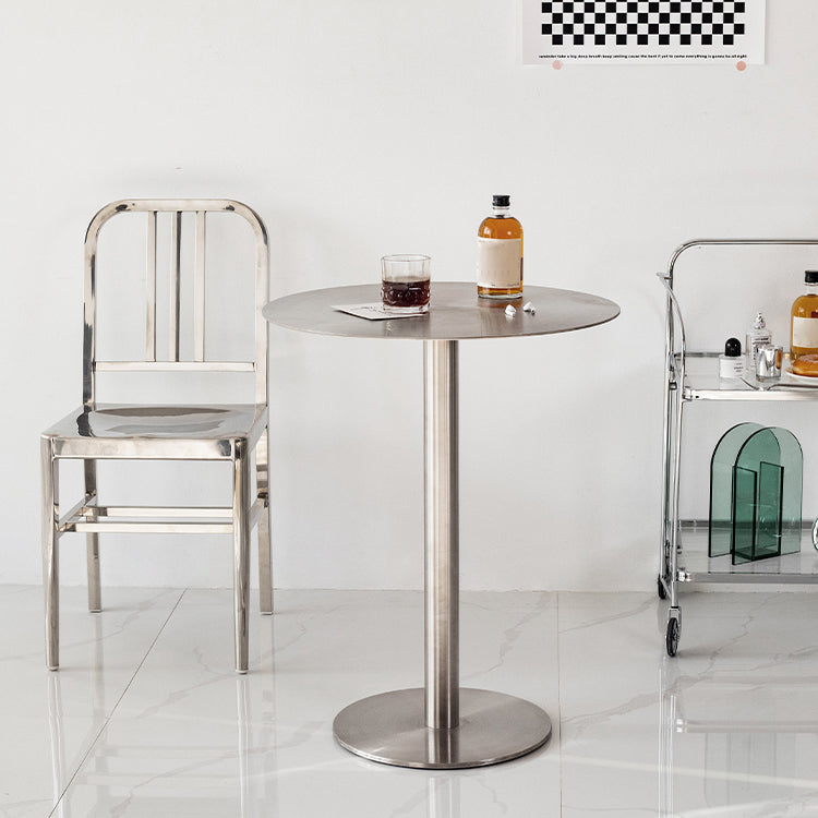 Industrial Dining Table Stainless Steel Table with Pedestal Base for Kitchen Clearhalo ' dining_table' 'Dining Tables & Seating' 'Dining Tables' 'furn' 'furn_dining_table' 'Furniture' 'furniture_dining_table' 'Kitchen & Dining Furniture' 'kitchen&dining_furn' 'kitchen' 'kitchen_dining_table' 4381285