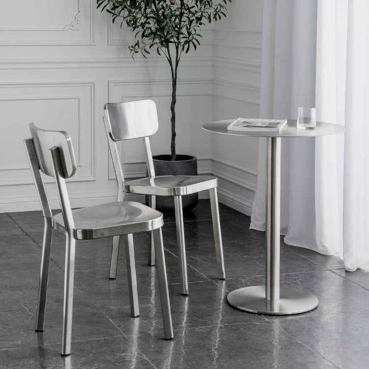 Industrial Dining Table Stainless Steel Table with Pedestal Base for Kitchen Clearhalo ' dining_table' 'Dining Tables & Seating' 'Dining Tables' 'furn' 'furn_dining_table' 'Furniture' 'furniture_dining_table' 'Kitchen & Dining Furniture' 'kitchen&dining_furn' 'kitchen' 'kitchen_dining_table' 4381286