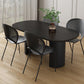 Solid Wood Contemporary Double Pedestal Dining Table Sintered Stone Table for Dining Room Oval Black 63"L x 31.5"W x 29.5"H Clearhalo ' dining_table' 'Dining Tables & Seating' 'Dining Tables' 'furn' 'furn_dining_table' 'Furniture' 'furniture_dining_table' 'Kitchen & Dining Furniture' 'kitchen&dining_furn' 'kitchen' 'kitchen_dining_table' 4381292