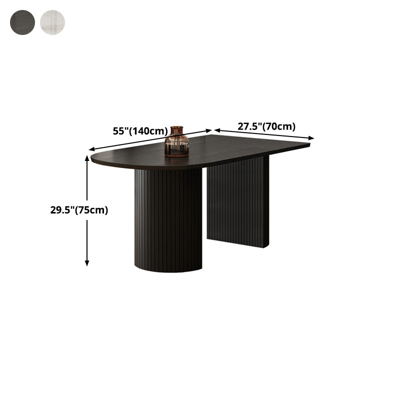 Solid Wood Contemporary Double Pedestal Dining Table Sintered Stone Table for Dining Room Clearhalo ' dining_table' 'Dining Tables & Seating' 'Dining Tables' 'furn' 'furn_dining_table' 'Furniture' 'furniture_dining_table' 'Kitchen & Dining Furniture' 'kitchen&dining_furn' 'kitchen' 'kitchen_dining_table' 4381307