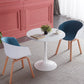 Modern Artificial Wooden Dining Table Round Table with Metal Pedestal Base White 23.6"L x 23.6"W x 29.5"H Without Chairs Clearhalo ' dining_table' 'Dining Tables & Seating' 'Dining Tables' 'furn' 'furn_dining_table' 'Furniture' 'furniture_dining_table' 'Kitchen & Dining Furniture' 'kitchen&dining_furn' 'kitchen' 'kitchen_dining_table' 4381314