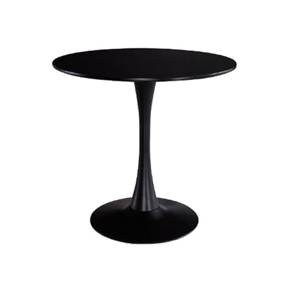 Modern Artificial Wooden Dining Table Round Table with Metal Pedestal Base Black Without Chairs Clearhalo ' dining_table' 'Dining Tables & Seating' 'Dining Tables' 'furn' 'furn_dining_table' 'Furniture' 'furniture_dining_table' 'Kitchen & Dining Furniture' 'kitchen&dining_furn' 'kitchen' 'kitchen_dining_table' 4381320