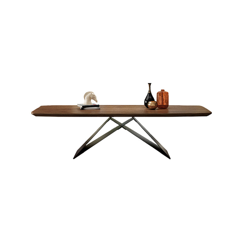 Industrial Metal Rectangle Dining Table Walnut Wood Top Table for Kitchen Clearhalo ' dining_table' 'Dining Tables & Seating' 'Dining Tables' 'furn' 'furn_dining_table' 'Furniture' 'furniture_dining_table' 'Kitchen & Dining Furniture' 'kitchen&dining_furn' 'kitchen' 'kitchen_dining_table' 4381328