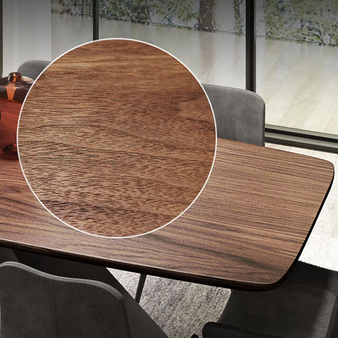 Industrial Metal Rectangle Dining Table Walnut Wood Top Table for Kitchen Clearhalo ' dining_table' 'Dining Tables & Seating' 'Dining Tables' 'furn' 'furn_dining_table' 'Furniture' 'furniture_dining_table' 'Kitchen & Dining Furniture' 'kitchen&dining_furn' 'kitchen' 'kitchen_dining_table' 4381329
