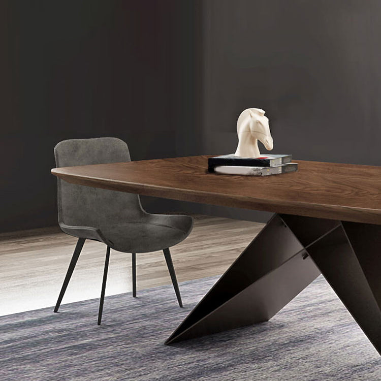 Industrial Metal Rectangle Dining Table Walnut Wood Top Table for Kitchen Clearhalo ' dining_table' 'Dining Tables & Seating' 'Dining Tables' 'furn' 'furn_dining_table' 'Furniture' 'furniture_dining_table' 'Kitchen & Dining Furniture' 'kitchen&dining_furn' 'kitchen' 'kitchen_dining_table' 4381330