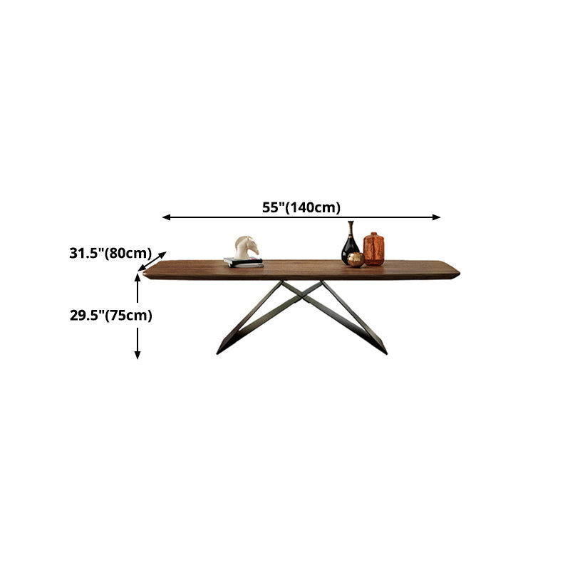 Industrial Metal Rectangle Dining Table Walnut Wood Top Table for Kitchen Clearhalo ' dining_table' 'Dining Tables & Seating' 'Dining Tables' 'furn' 'furn_dining_table' 'Furniture' 'furniture_dining_table' 'Kitchen & Dining Furniture' 'kitchen&dining_furn' 'kitchen' 'kitchen_dining_table' 4381333