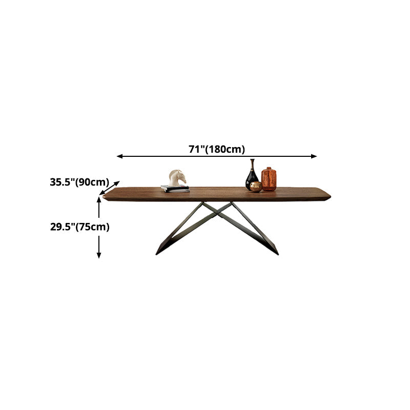 Industrial Metal Rectangle Dining Table Walnut Wood Top Table for Kitchen Clearhalo ' dining_table' 'Dining Tables & Seating' 'Dining Tables' 'furn' 'furn_dining_table' 'Furniture' 'furniture_dining_table' 'Kitchen & Dining Furniture' 'kitchen&dining_furn' 'kitchen' 'kitchen_dining_table' 4381335