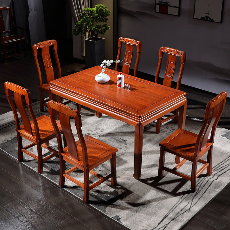 Solid Wood Mid-Century Modern Rectangle Dining Table Brown Table for Dining Room 57.1"L x 33.5"W x 31.5"H Without Chairs Clearhalo ' dining_table' 'Dining Tables & Seating' 'Dining Tables' 'furn' 'furn_dining_table' 'Furniture' 'furniture_dining_table' 'Kitchen & Dining Furniture' 'kitchen&dining_furn' 'kitchen' 'kitchen_dining_table' 4381336