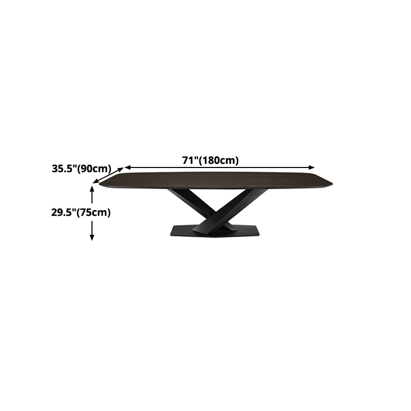 Metal Industrial Dining Table Solid Wood Top Table with Pedestal Base Clearhalo ' dining_table' 'Dining Tables & Seating' 'Dining Tables' 'furn' 'furn_dining_table' 'Furniture' 'furniture_dining_table' 'Kitchen & Dining Furniture' 'kitchen&dining_furn' 'kitchen' 'kitchen_dining_table' 4381356