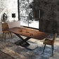 Metal Industrial Rectangle Dining Table Solid Wood Top Table with Pedestal Base Clearhalo ' dining_table' 'Dining Tables & Seating' 'Dining Tables' 'furn' 'furn_dining_table' 'Furniture' 'furniture_dining_table' 'Kitchen & Dining Furniture' 'kitchen&dining_furn' 'kitchen' 'kitchen_dining_table' 4381379