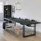 Metal Industrial Rectangle Dining Table Wood Top Indoor Table with Sled Black 63"L x 27.6"W x 29.5"H Without Chairs Clearhalo ' dining_table' 'Dining Tables & Seating' 'Dining Tables' 'furn' 'furn_dining_table' 'Furniture' 'furniture_dining_table' 'Kitchen & Dining Furniture' 'kitchen&dining_furn' 'kitchen' 'kitchen_dining_table' 4381408
