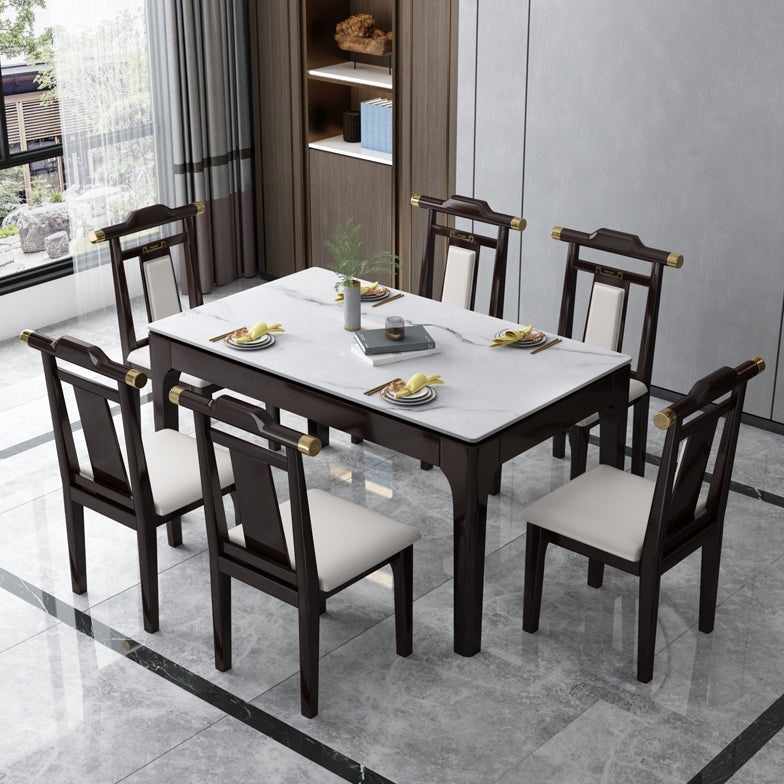 Stone Dining Room Collection Midcentury Style Rectangle 4 Legs Furniture for Home Black White Without Chairs Clearhalo ' dining_table' 'Dining Tables & Seating' 'Dining Tables' 'furn' 'furn_dining_table' 'Furniture' 'furniture_dining_table' 'Kitchen & Dining Furniture' 'kitchen&dining_furn' 'kitchen' 'kitchen_dining_table' 4381424