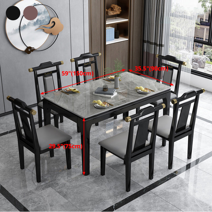 Stone Dining Room Collection Midcentury Style Rectangle 4 Legs Furniture for Home Clearhalo ' dining_table' 'Dining Tables & Seating' 'Dining Tables' 'furn' 'furn_dining_table' 'Furniture' 'furniture_dining_table' 'Kitchen & Dining Furniture' 'kitchen&dining_furn' 'kitchen' 'kitchen_dining_table' 4381436