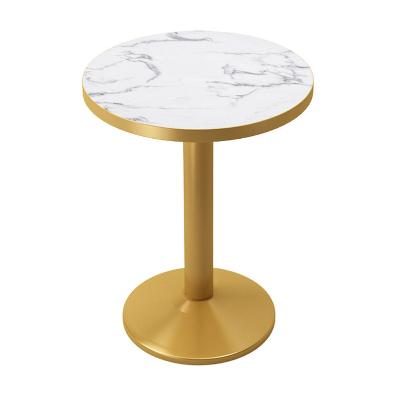 Metal Traditional Luxury Table Manufactured Wood Table with Pedestal Base Round White Gold 23.6"L x 23.6"W x 29.5"H Clearhalo ' dining_table' 'Dining Tables & Seating' 'Dining Tables' 'furn' 'furn_dining_table' 'Furniture' 'furniture_dining_table' 'Kitchen & Dining Furniture' 'kitchen&dining_furn' 'kitchen' 'kitchen_dining_table' 4381438