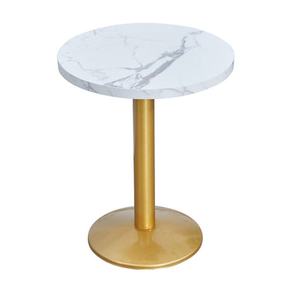 Metal Traditional Luxury Table Manufactured Wood Table with Pedestal Base Round Matte White 23.6"L x 23.6"W x 29.5"H Clearhalo ' dining_table' 'Dining Tables & Seating' 'Dining Tables' 'furn' 'furn_dining_table' 'Furniture' 'furniture_dining_table' 'Kitchen & Dining Furniture' 'kitchen&dining_furn' 'kitchen' 'kitchen_dining_table' 4381440