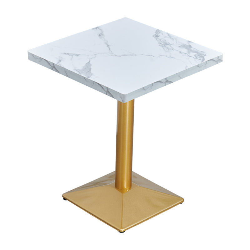 Metal Traditional Luxury Table Manufactured Wood Table with Pedestal Base Square Matte White 23.6"L x 23.6"W x 29.5"H Clearhalo ' dining_table' 'Dining Tables & Seating' 'Dining Tables' 'furn' 'furn_dining_table' 'Furniture' 'furniture_dining_table' 'Kitchen & Dining Furniture' 'kitchen&dining_furn' 'kitchen' 'kitchen_dining_table' 4381443