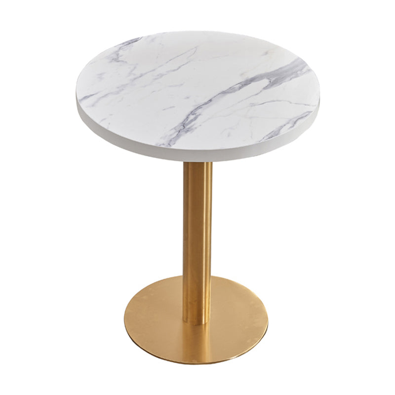 Metal Traditional Luxury Table Manufactured Wood Table with Pedestal Base Round White 23.6"L x 23.6"W x 29.5"H Clearhalo ' dining_table' 'Dining Tables & Seating' 'Dining Tables' 'furn' 'furn_dining_table' 'Furniture' 'furniture_dining_table' 'Kitchen & Dining Furniture' 'kitchen&dining_furn' 'kitchen' 'kitchen_dining_table' 4381445
