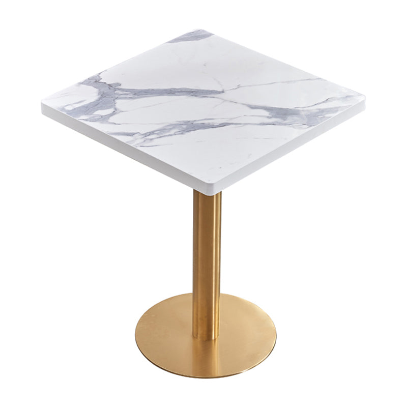 Metal Traditional Luxury Table Manufactured Wood Table with Pedestal Base Square White 23.6"L x 23.6"W x 29.5"H Clearhalo ' dining_table' 'Dining Tables & Seating' 'Dining Tables' 'furn' 'furn_dining_table' 'Furniture' 'furniture_dining_table' 'Kitchen & Dining Furniture' 'kitchen&dining_furn' 'kitchen' 'kitchen_dining_table' 4381446