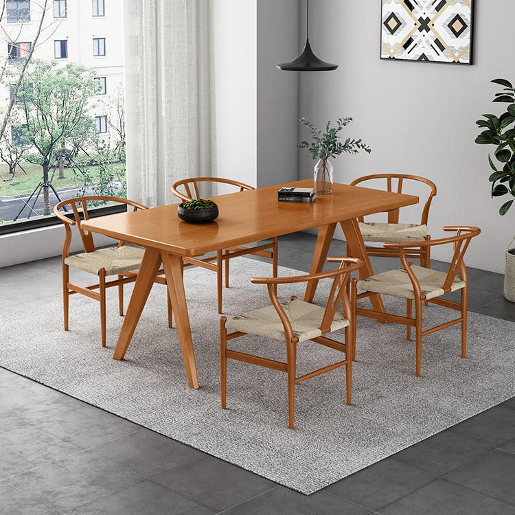 1/2/5/6 Pcs Pine Wood Modern Dining Room Set with Rectangle Table Dinette Set 6 Pieces: Table, 5 Chairs Clearhalo 'Dining Room Sets' 'Dining Tables & Seating' 'dining_room_set' 'furn' 'furn_dining_room_set' 'Furniture' 'furniture_dining_room_set' 'Kitchen & Dining Furniture' 'kitchen&dining_furn' 'kitchen' 4381460