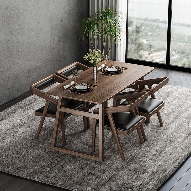 1/5/7 Pcs Ash Wood Modern Dining Set with Rectangle Table and Wooden Chairs Dinette Set 5 Pieces: Table, 4 Walnut Chairs Clearhalo 'Dining Room Sets' 'Dining Tables & Seating' 'dining_room_set' 'furn' 'furn_dining_room_set' 'Furniture' 'furniture_dining_room_set' 'Kitchen & Dining Furniture' 'kitchen&dining_furn' 'kitchen' 4381496
