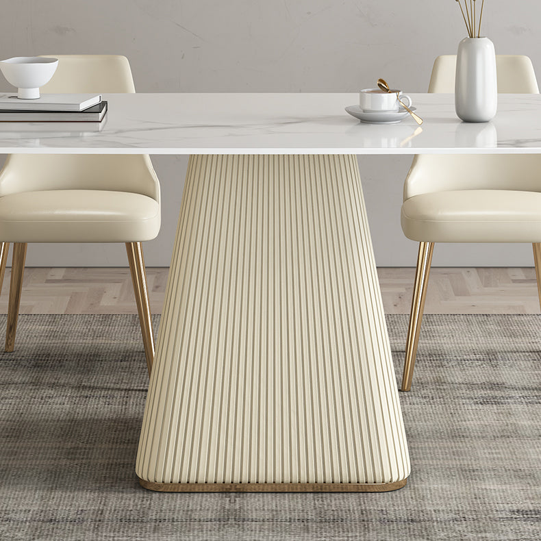 Nordic 1/2/5/7 Pieces Dining Set Sintered Stone White Table with Leather Chairs Dining Set Clearhalo 'Dining Room Sets' 'Dining Tables & Seating' 'dining_room_set' 'furn' 'furn_dining_room_set' 'Furniture' 'furniture_dining_room_set' 'Kitchen & Dining Furniture' 'kitchen&dining_furn' 'kitchen' 4381522