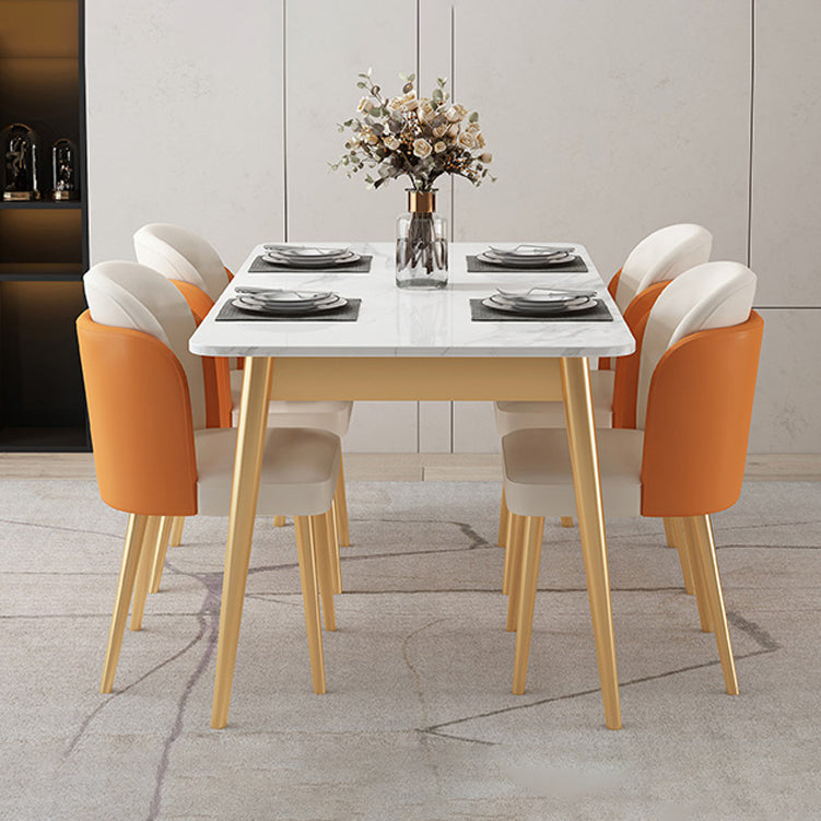 Luxury 1/2/5/7 Pieces Dining Set with Sintered Stone White Table Dining Furniture Set 5 Pieces: Table, 4 White Chairs Clearhalo 'Dining Room Sets' 'Dining Tables & Seating' 'dining_room_set' 'furn' 'furn_dining_room_set' 'Furniture' 'furniture_dining_room_set' 'Kitchen & Dining Furniture' 'kitchen&dining_furn' 'kitchen' 4381633