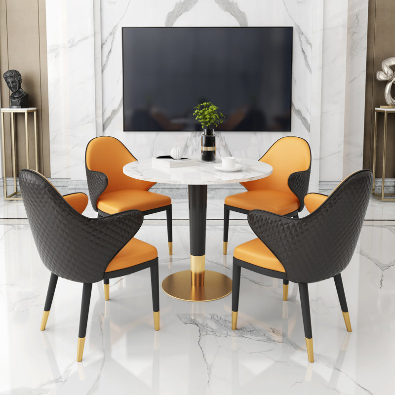 Glam 1/2/3/4/5 Pieces Round Furniture Sintered Stone Standard Height Dining Room Table Set Clearhalo 'Dining Room Sets' 'Dining Tables & Seating' 'dining_room_set' 'furn' 'furn_dining_room_set' 'Furniture' 'furniture_dining_room_set' 'Kitchen & Dining Furniture' 'kitchen&dining_furn' 'kitchen' 4381645
