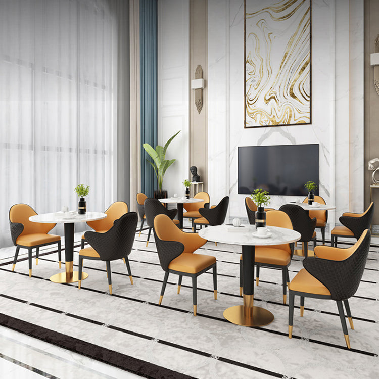 Glam 1/2/3/4/5 Pieces Round Furniture Sintered Stone Standard Height Dining Room Table Set Clearhalo 'Dining Room Sets' 'Dining Tables & Seating' 'dining_room_set' 'furn' 'furn_dining_room_set' 'Furniture' 'furniture_dining_room_set' 'Kitchen & Dining Furniture' 'kitchen&dining_furn' 'kitchen' 4381654