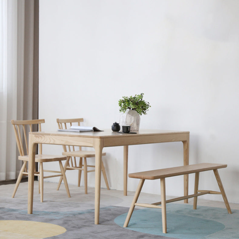 Modern 1/4/5 Pieces Dining Set Ash Wood Dining Table set with Windsor Chairs 4 Pieces: Table, 2 Chairs, 1 Bench Clearhalo 'Dining Room Sets' 'Dining Tables & Seating' 'dining_room_set' 'furn' 'furn_dining_room_set' 'Furniture' 'furniture_dining_room_set' 'Kitchen & Dining Furniture' 'kitchen&dining_furn' 'kitchen' 4381675