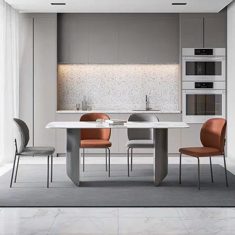 Contemporary Home Side Chair Wingback Metal Legs Upholstered Dining Room Chair Clearhalo ' kitchen&dining_furn' 'Dining Chairs' 'Dining Tables & Seating' 'dining_chair' 'furn' 'furn_dining_chair' 'Furniture' 'furniture_dining_chair' 'Kitchen & Dining Furniture' 'kitchen' 4381721