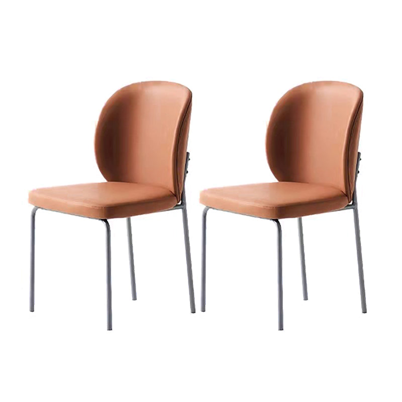 Contemporary Home Side Chair Wingback Metal Legs Upholstered Dining Room Chair Orange 2 Piece Set Clearhalo ' kitchen&dining_furn' 'Dining Chairs' 'Dining Tables & Seating' 'dining_chair' 'furn' 'furn_dining_chair' 'Furniture' 'furniture_dining_chair' 'Kitchen & Dining Furniture' 'kitchen' 4381722