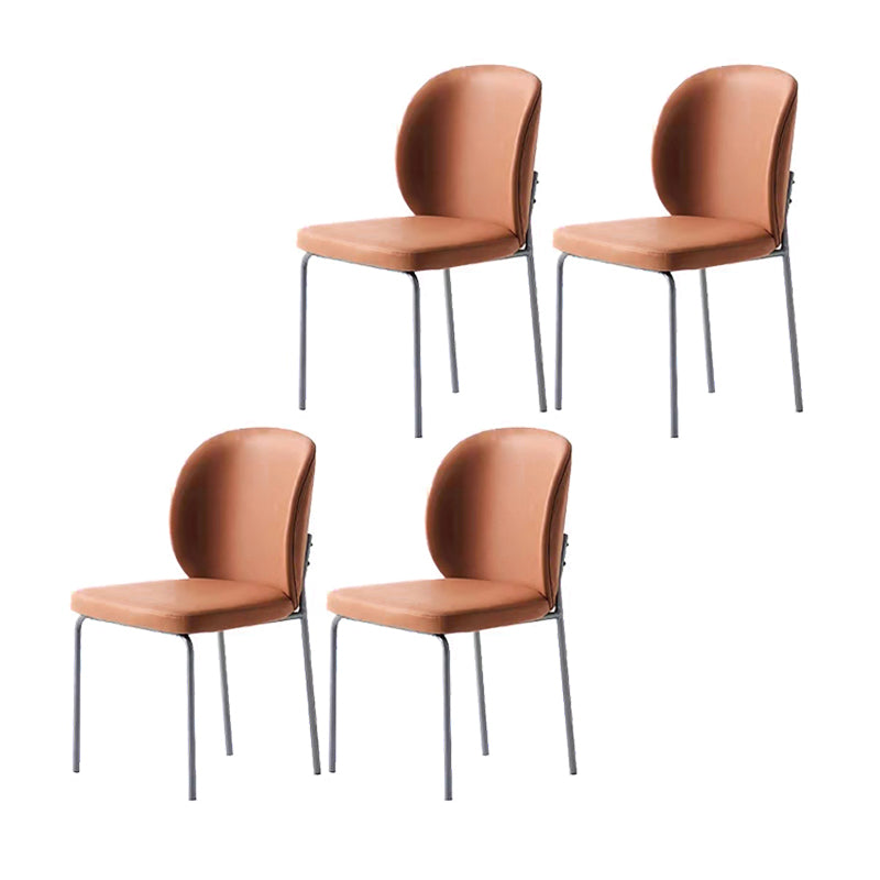 Contemporary Home Side Chair Wingback Metal Legs Upholstered Dining Room Chair Orange 4 Piece Set Clearhalo ' kitchen&dining_furn' 'Dining Chairs' 'Dining Tables & Seating' 'dining_chair' 'furn' 'furn_dining_chair' 'Furniture' 'furniture_dining_chair' 'Kitchen & Dining Furniture' 'kitchen' 4381724