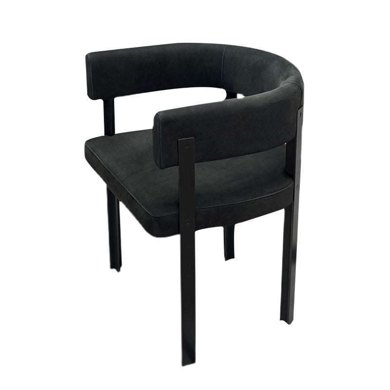 Modern Style Dining Armchairs Upholstered Arm Chairs with Black Metal Legs Black 1 Piece Clearhalo ' kitchen&dining_furn' 'Dining Chairs' 'Dining Tables & Seating' 'dining_chair' 'furn' 'furn_dining_chair' 'Furniture' 'furniture_dining_chair' 'Kitchen & Dining Furniture' 'kitchen' 4381745
