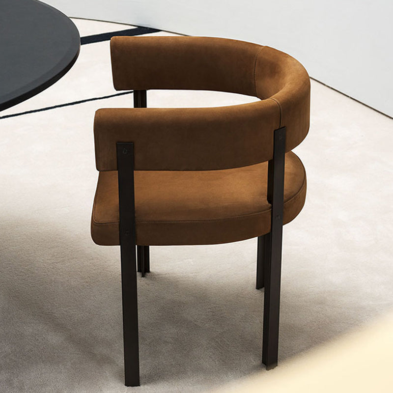 Modern Style Dining Armchairs Upholstered Arm Chairs with Black Metal Legs Camel 1 Piece Clearhalo ' kitchen&dining_furn' 'Dining Chairs' 'Dining Tables & Seating' 'dining_chair' 'furn' 'furn_dining_chair' 'Furniture' 'furniture_dining_chair' 'Kitchen & Dining Furniture' 'kitchen' 4381750