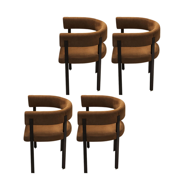 Modern Style Dining Armchairs Upholstered Arm Chairs with Black Metal Legs Camel 4 Piece Set Clearhalo ' kitchen&dining_furn' 'Dining Chairs' 'Dining Tables & Seating' 'dining_chair' 'furn' 'furn_dining_chair' 'Furniture' 'furniture_dining_chair' 'Kitchen & Dining Furniture' 'kitchen' 4381754
