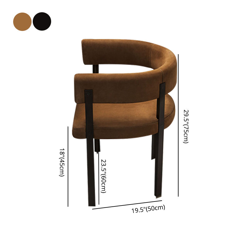 Modern Style Dining Armchairs Upholstered Arm Chairs with Black Metal Legs Clearhalo ' kitchen&dining_furn' 'Dining Chairs' 'Dining Tables & Seating' 'dining_chair' 'furn' 'furn_dining_chair' 'Furniture' 'furniture_dining_chair' 'Kitchen & Dining Furniture' 'kitchen' 4381758