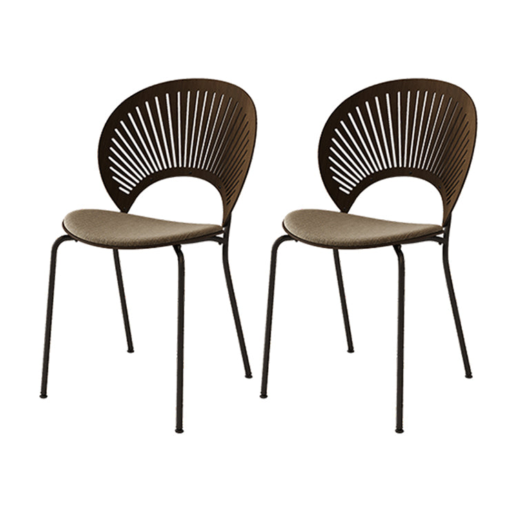 Modern Dining Armless Chairs Indoor Dining Side Chairs with Metal Legs Coffee 2 Piece Set Clearhalo ' kitchen&dining_furn' 'Dining Chairs' 'Dining Tables & Seating' 'dining_chair' 'furn' 'furn_dining_chair' 'Furniture' 'furniture_dining_chair' 'Kitchen & Dining Furniture' 'kitchen' 4381766