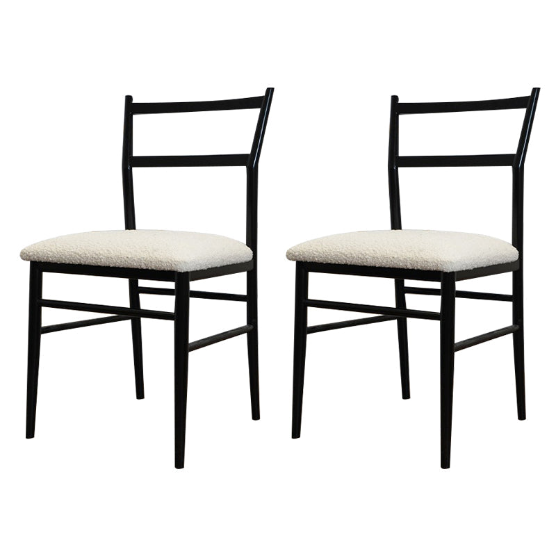 Upholstered Armless Dining Chairs Ladder Back Side Chairs with Metal Legs White 2 Piece Set Clearhalo ' kitchen&dining_furn' 'Dining Chairs' 'Dining Tables & Seating' 'dining_chair' 'furn' 'furn_dining_chair' 'Furniture' 'furniture_dining_chair' 'Kitchen & Dining Furniture' 'kitchen' 4381778