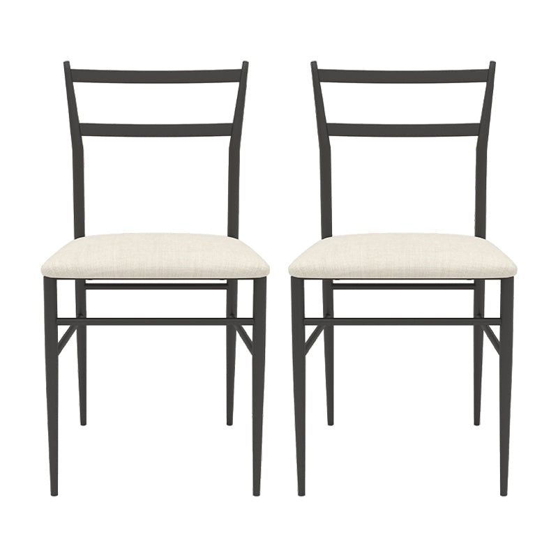 Upholstered Armless Dining Chairs Ladder Back Side Chairs with Metal Legs Off-White 2 Piece Set Clearhalo ' kitchen&dining_furn' 'Dining Chairs' 'Dining Tables & Seating' 'dining_chair' 'furn' 'furn_dining_chair' 'Furniture' 'furniture_dining_chair' 'Kitchen & Dining Furniture' 'kitchen' 4381783