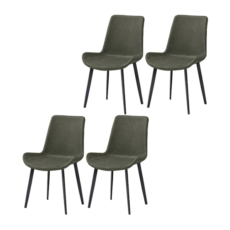 Upholstered Leather Armless Dining Chairs Solid Back Side Chairs with Metal Legs Dark Gray 4 Piece Set Clearhalo ' kitchen&dining_furn' 'Dining Chairs' 'Dining Tables & Seating' 'dining_chair' 'furn' 'furn_dining_chair' 'Furniture' 'furniture_dining_chair' 'Kitchen & Dining Furniture' 'kitchen' 4381788