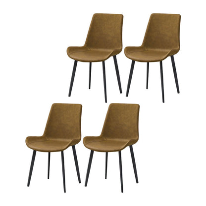 Upholstered Leather Armless Dining Chairs Solid Back Side Chairs with Metal Legs Brown 4 Piece Set Clearhalo ' kitchen&dining_furn' 'Dining Chairs' 'Dining Tables & Seating' 'dining_chair' 'furn' 'furn_dining_chair' 'Furniture' 'furniture_dining_chair' 'Kitchen & Dining Furniture' 'kitchen' 4381791